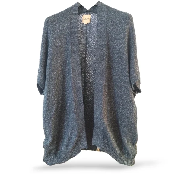 Harlow Plus Size Black Heather Open Front Knit Cardigan | Plus O/S - Picture 7 of 7